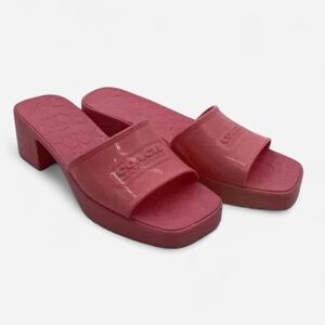 Coach Women's Scarlett Pink Block Heel Mules Sz 9